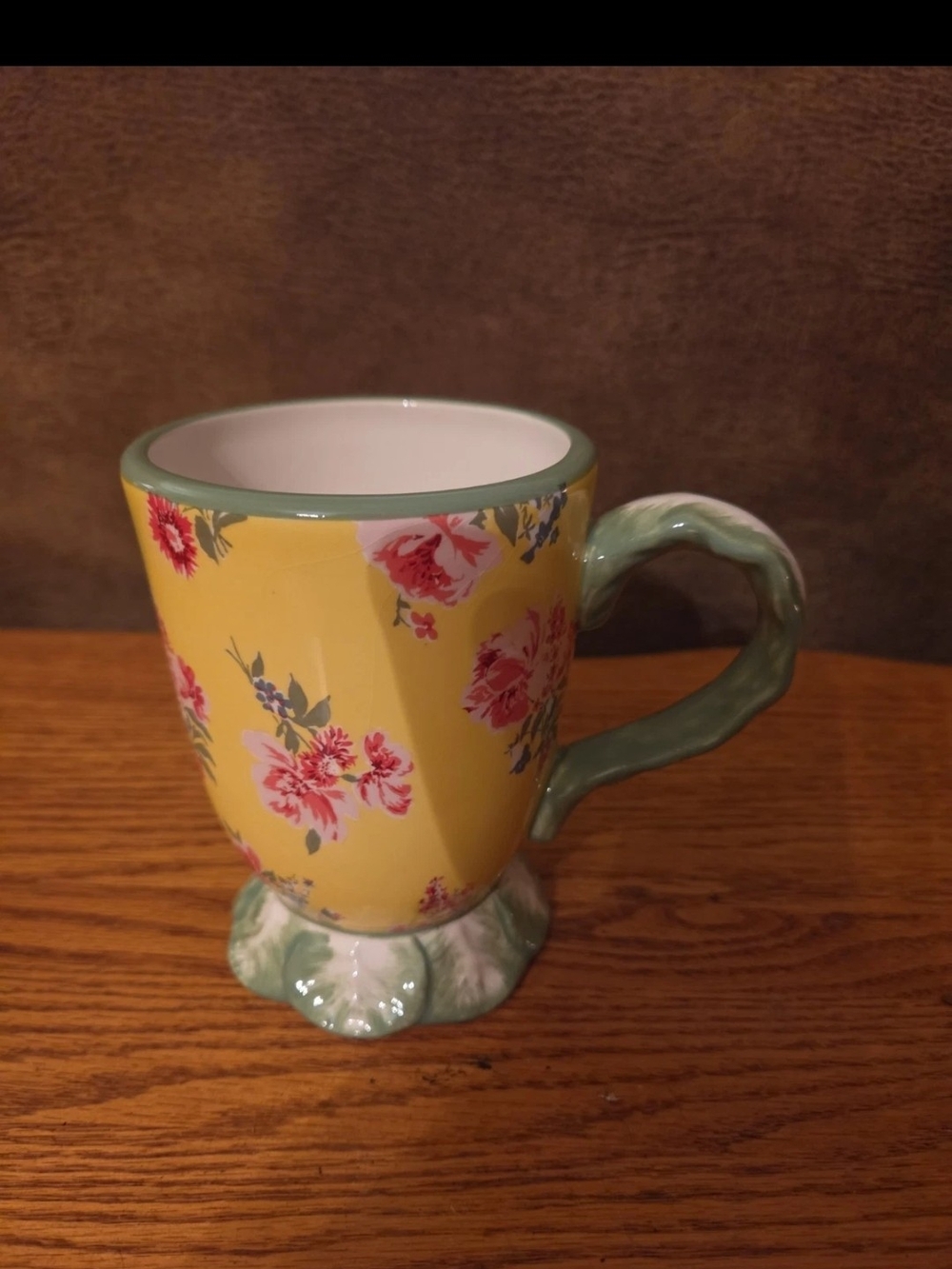 Certified International English Garden Cup Yellow Floral Madcap Cottage 5x3.5"